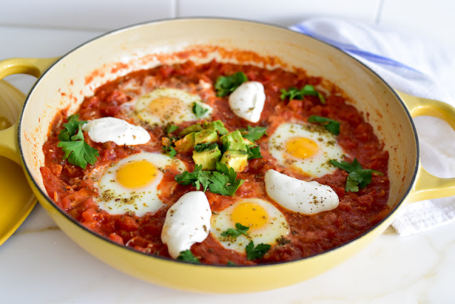 Shakshuka with Avocado, Labneh, and Za’atar