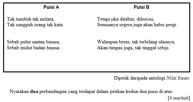 Kesusasteraan Melayu SPM & Bahasa Melayu PT3: Soalan 