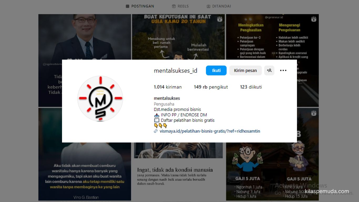 Akun Instagram untuk Kesehatan Mental: @mentalsukses_id