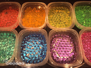 Water beads sorted by color