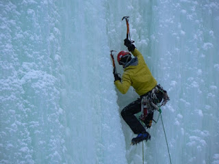 Will Meinen leading Green Monster, WI3+, Rehab Wall