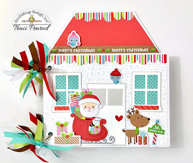 Doodlebug Christmas Town House Shaped Scrapbook Album