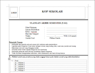 FORMAT SOAL PILIHAN GANDA 50 NOMER BENTUK MENURUN  pakuspedia