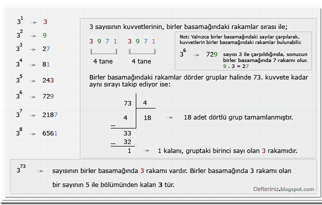 Cevap-35 » ÖSYM 2000 ÖSS » Üslü Sayılarda Kalan » Bölme, 5 ile Bölünebilme.