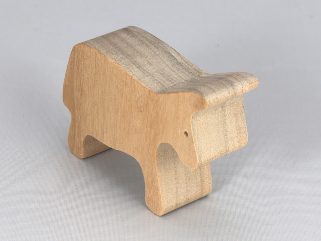 Wood Toy Cow Cutout, Handmade Unfinished, Unpainted, Paintable, Freestanding, and Stackable, from the Noah's Animal Cracker Ark Collection