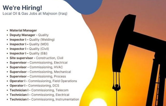 Jobs in Iraq for Indian - Oil and Gas project by Al Gharraf oil services company
