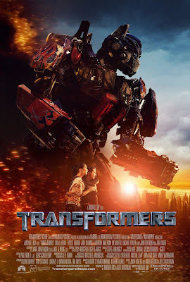 the latest transformers poster - very cool, showing optimus in the battle field with smashed and cracked and in fire