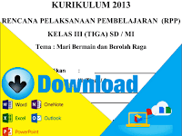 Download RPP Kurikulum 2013 SD Kelas 3 Tema Mari Bermain dan Berolahraga Semester 2