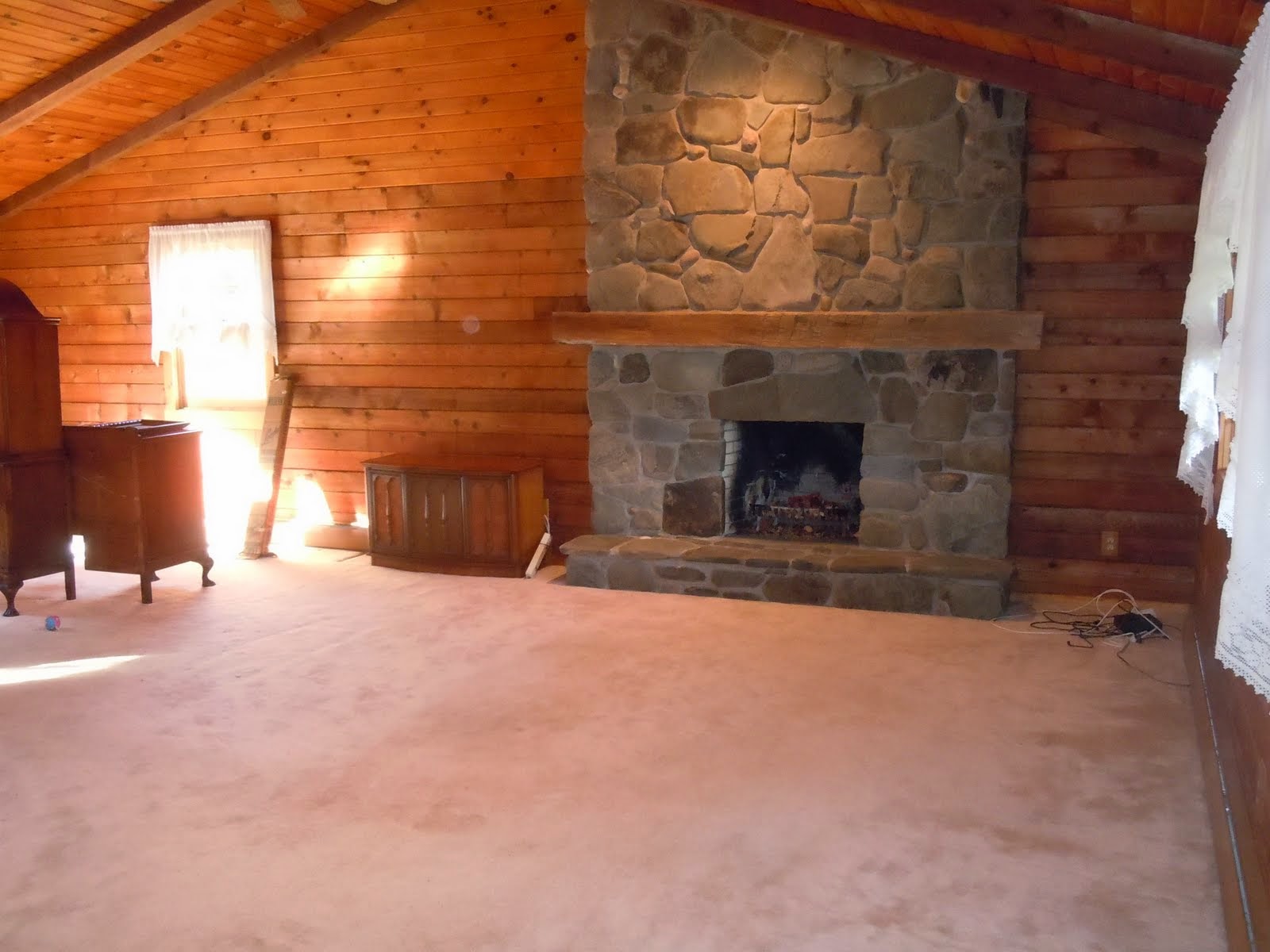 offset fireplace living room