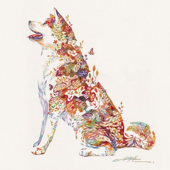 Hiroki Takeda instagram arte pinturas aquarelas animais florais cães gatos surreais coloridos