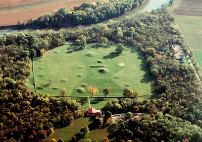 Aerial view of Mound City, part of the Hopewell Culture National Historical Park, Chillicothe Ohio. National Park Service, John Blank.