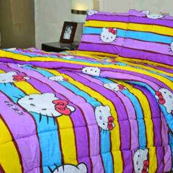 Sprei Anak Hello Kitty Murah Grosir Ecer Ungu Rainbow