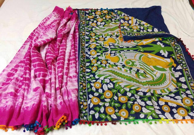 Cotton pom pom sarees