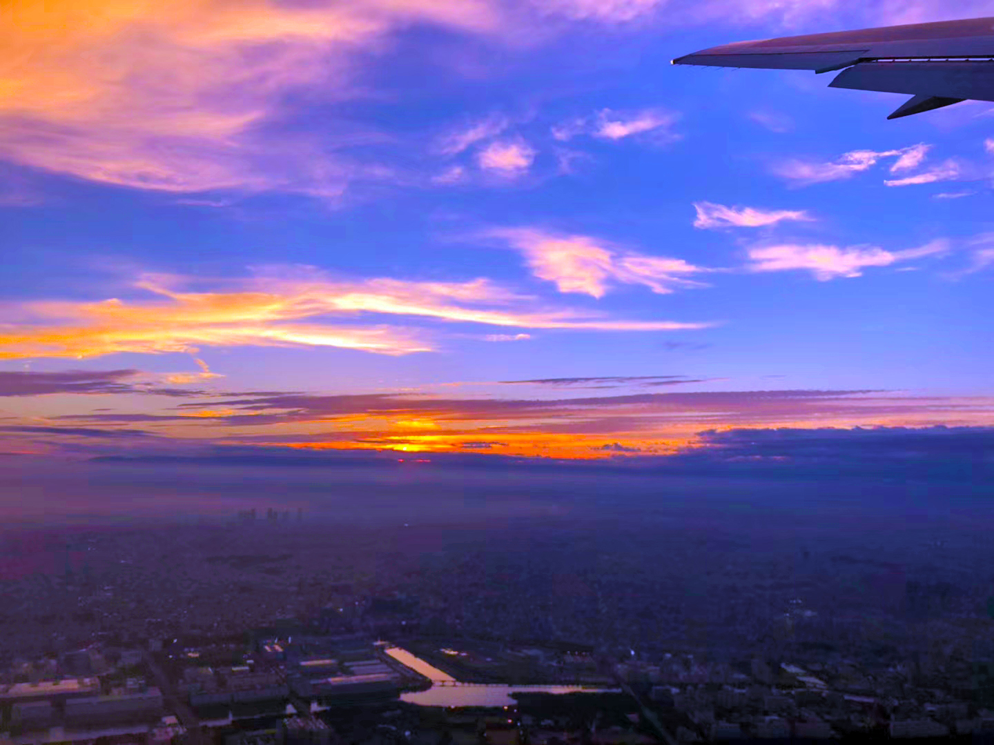 colorful sunset sky on the air plan