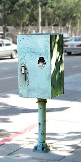 Graffiti sticker of Ludwig van Beethoven in downtown Los Angeles