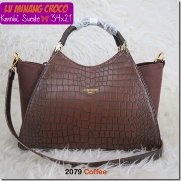 LB 2079 MINANG CROCO (245.000) - Croco + Suede + Kain, 34 x 21, talpan