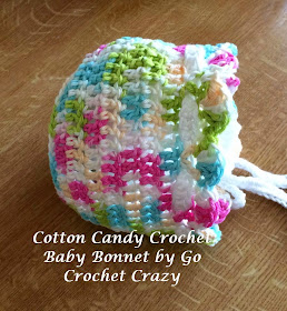 Pattern available for Cotton Candy Crochet Baby Bonnet by Go Crochet Crazy