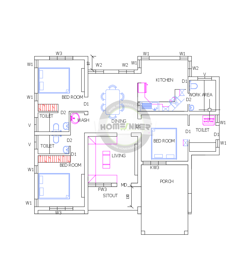 Free House  plan  layout 1200  sq  ft  3 Bedroom  3 Bath Free 