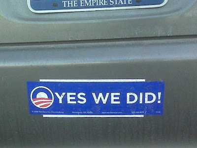 “Yes we did!” bumper sticker