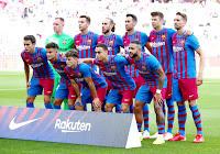 F. C. BARCELONA. Temporada 2021-22. Ter Stegen, Nico González, Óscar Mingueza, Sergio Busquets, Gerard Piqué, Luuk De Jong. Eric García, Coutinho, Gavi, Dest, Memphis Depay. F. C. BARCELONA 3 LEVANTE U. D. 0. 26/09/2021. Campeonato de Liga de 1ª División, jornada 7. Barcelona, Nou Camp. GOLES: 1-0: 7’, Memphis Depay, de penalti. 2-0: 14’, Luuk De Jong. 3-0: 90+1’, Ansu Fati.