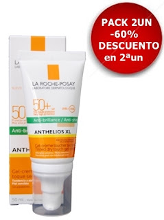 ANTHELIOS XL protector solar spf50+, gel-crema toque seco con color 50 ml., pack 2Un, -60% DESCUENTO en 2ªun barato 22,91€