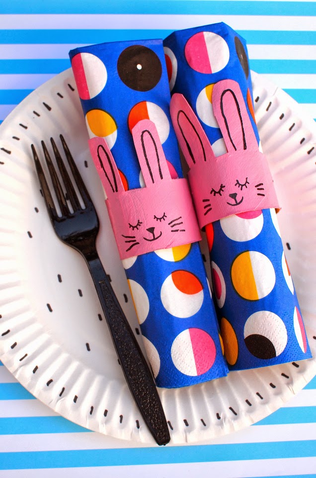 Easter toilet roll napkin bunny ring for kids