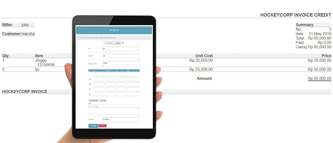 system inventory stok dan invoice