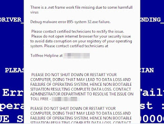 Debug malware error 895-system32.exe failure scam pop-up