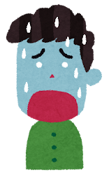 辛い表情の男性のイラスト（6段階）