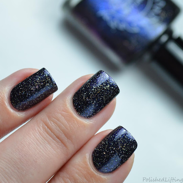 black nail polish with holo flake