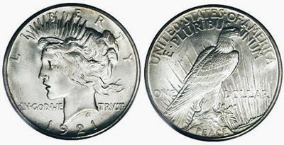 1921 High Relief Peace Dollar