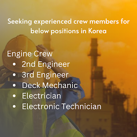   Gasoffshore is seeking experienced crew members for below positions in Korea