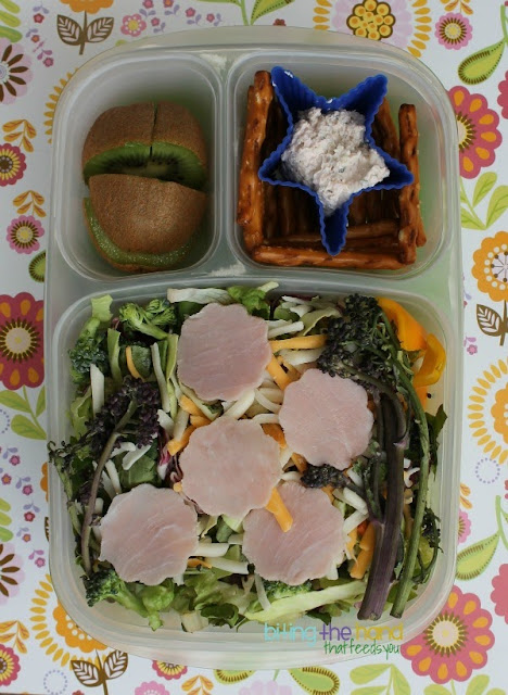 Use leftovers and scraps from cutting shapes out of deli meats and cheeses in a Chef Salad!