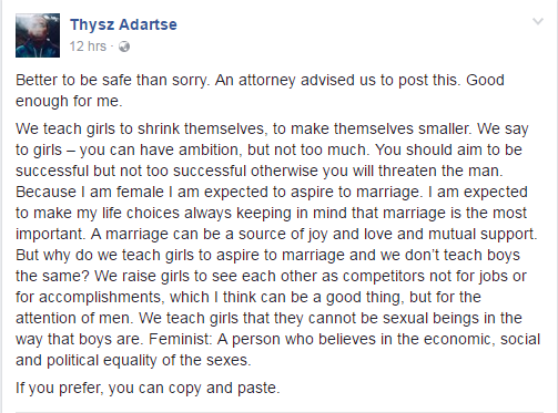 Better to be safe than sorry Facebook post