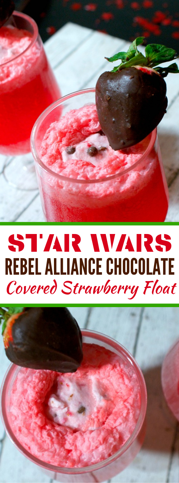 STAR WARS REBEL ALLIANCE CHOCOLATE-COVERED STRAWBERRY FLOAT #drinks #smoothies #floats #strawberry #chocolate