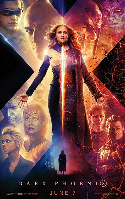 X-Men: Dark Phoenix 2019 movie poster featuring Magneto, Raven, Professor X, Beast, Storm, and Jean Grey