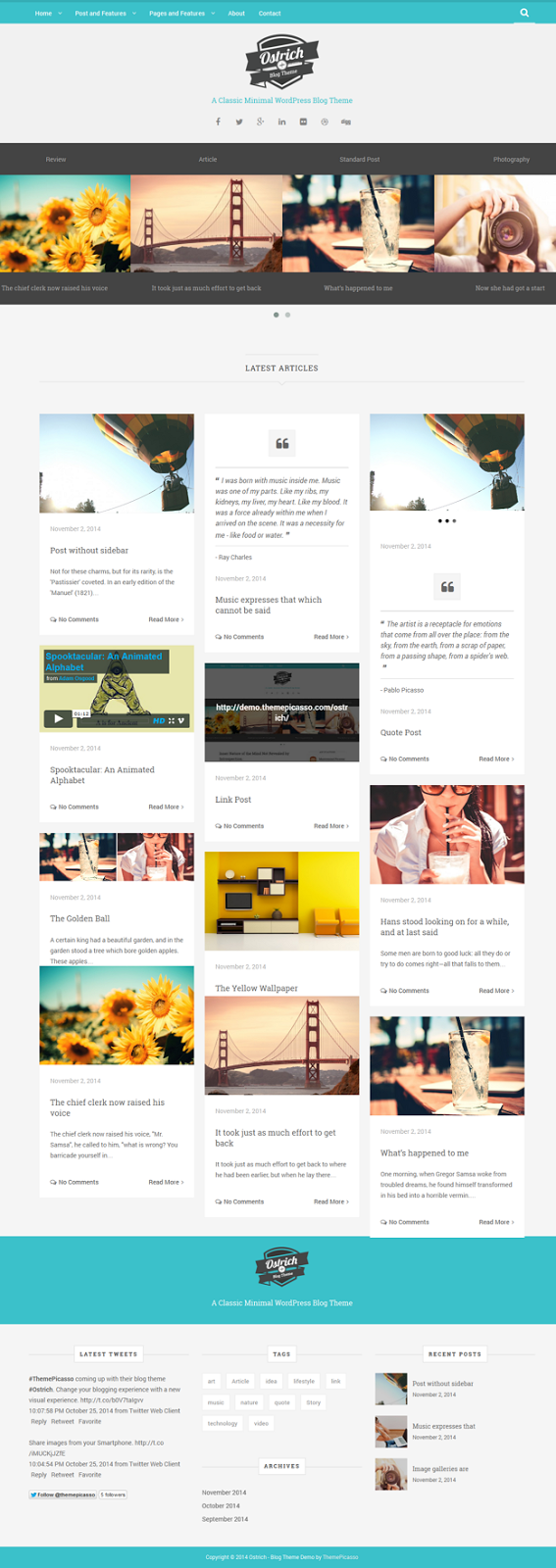 Ostrich A Classic Minimal WordPress Blog Theme