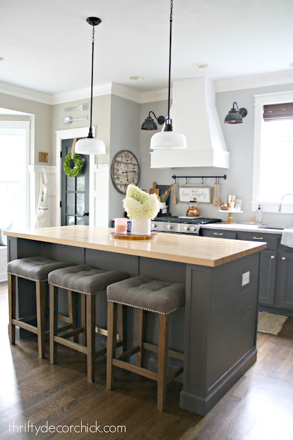 Butcher block on kitchen island 