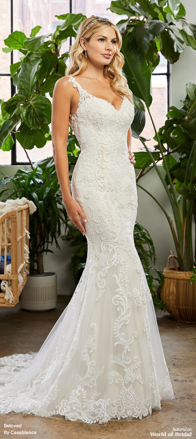 fit-and-flare wedding gown from Beloved by Casablanca Bridal