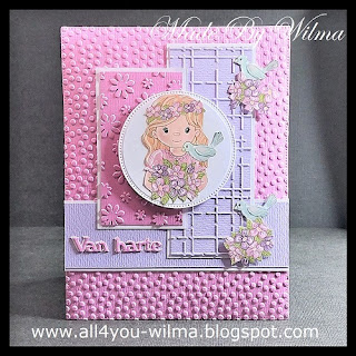 Kleurenkaartenteam, Van harte, Congrats, Lila, Lilac, Mauve, Embossing. Vogels, Birds, Bloemen, Flowers, Papicolor, Crealies, All4You, ALL4YOU,