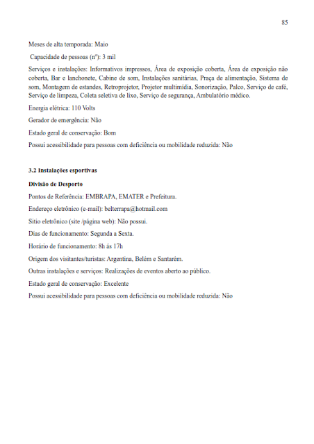 INVENTÁRIO TURÍSTICO DO MUNICÍPIO DE BELTERRA - CATEGORIA A – CATEGORIA B SERVIÇOS E EQUIPAMENTOS TURÍSTICOS  - ANO BASE 2017