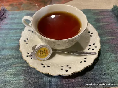 cup of tea at AlpenRose cafe at Geocolor:  Hachimantai Geothermal Dyeing in Hachimantai city, Japan