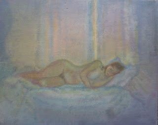 Woman Sleeping Nude on  Bed Interior