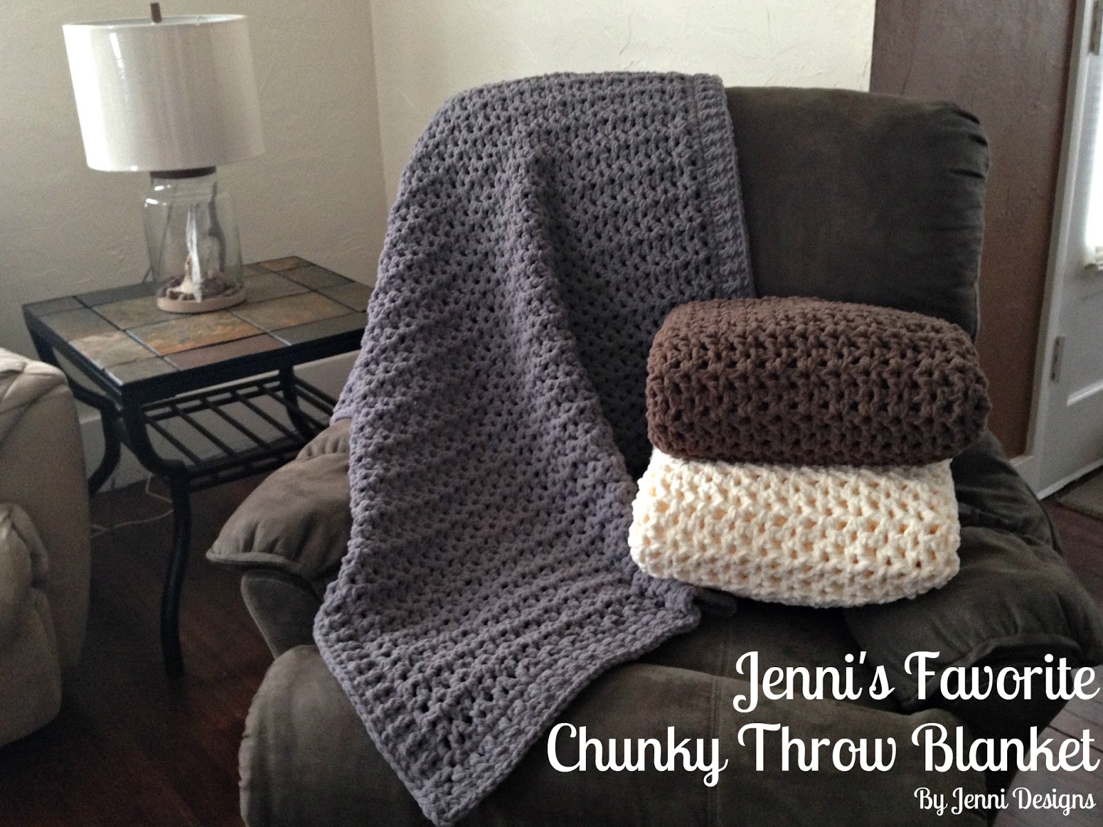 By Jenni Designs Free Crochet Pattern Jennis Favorite Chunky Throw Blanket