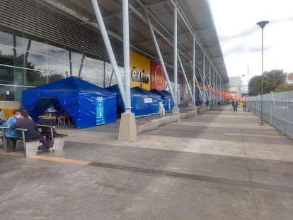 A temporary covid-19 vaccine centre in Bogotá, Colombia.