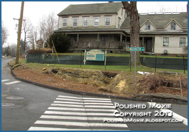 Image of an empty Sandy Hook street corner.