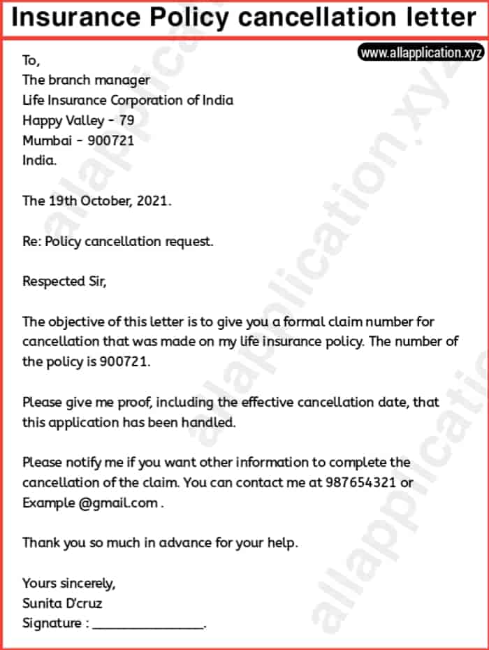 Bajaj Insurance Cancellation Letter (2+ SAMPLE).