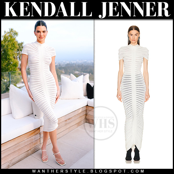 Kendall Jenner in white sheer fitted dress