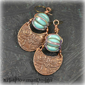 Owl, Copper, Copprclay, pmc, metal clay, kristi bowman design, kristibowmandesign, earrings