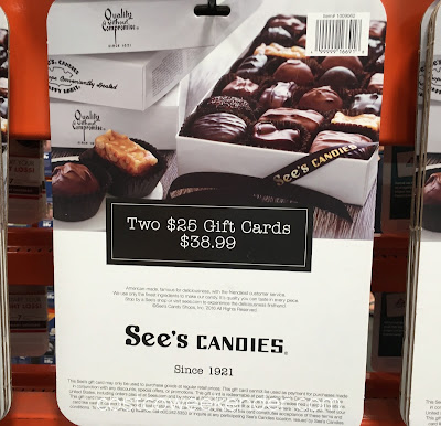 2 $25 gift cards to See's Candies for only $38.99
